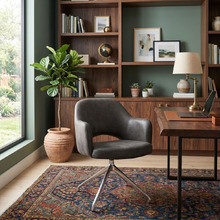 Lex Faux Leather Trestle Armchairs (Set of 2)